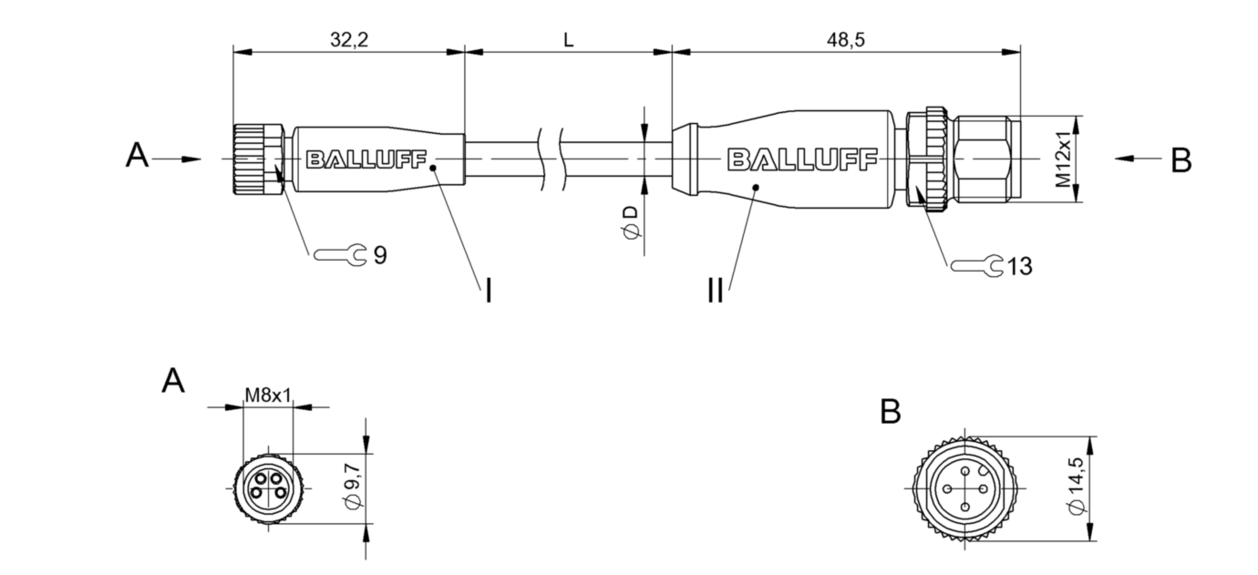 Соединительный кабель Balluff BCC M314-M414-3E-304-PW3434-003