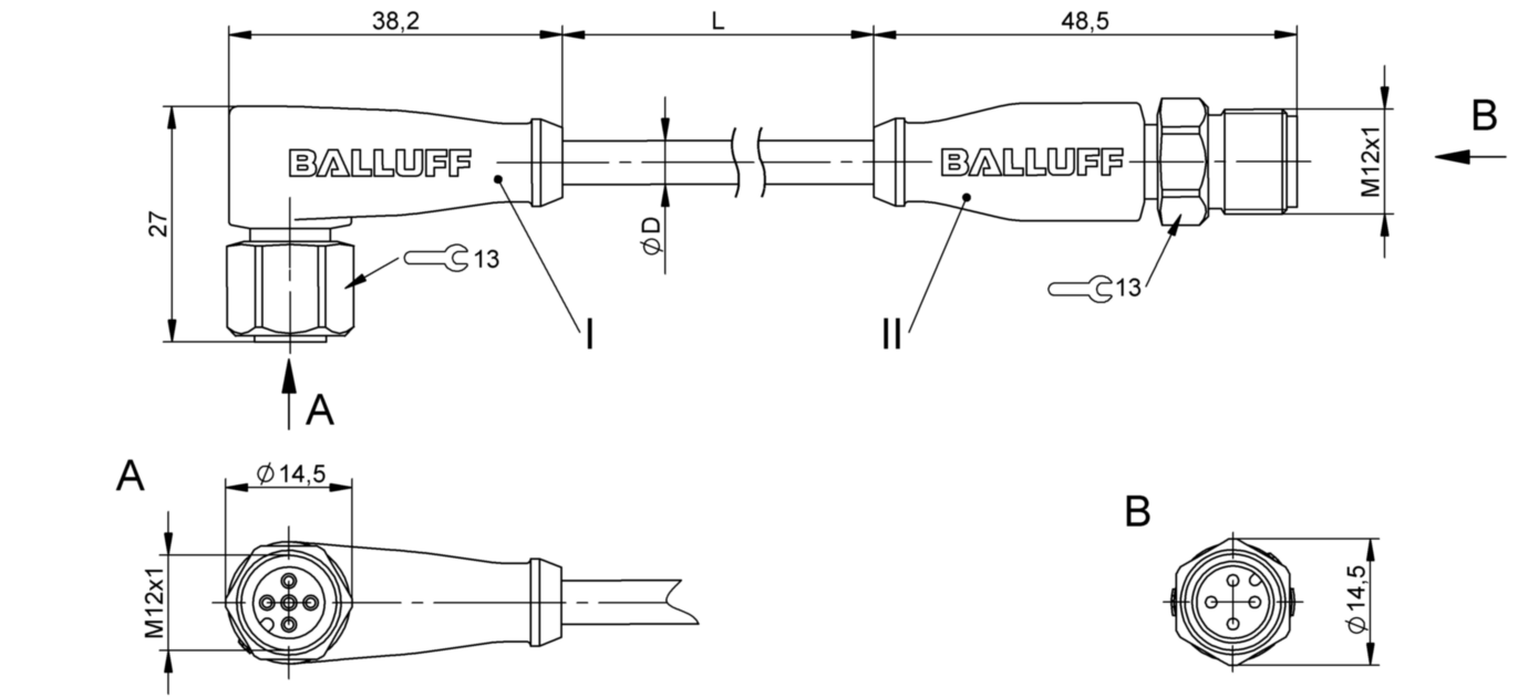 Соединительный кабель Balluff BCC S425-S414-3A-606-PX0434-150