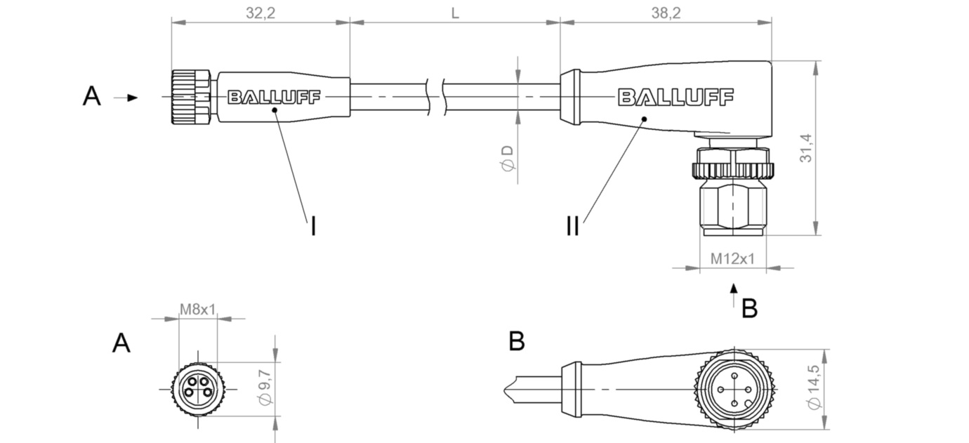 Соединительный кабель Balluff BCC M314-M424-3E-304-PX0434-015