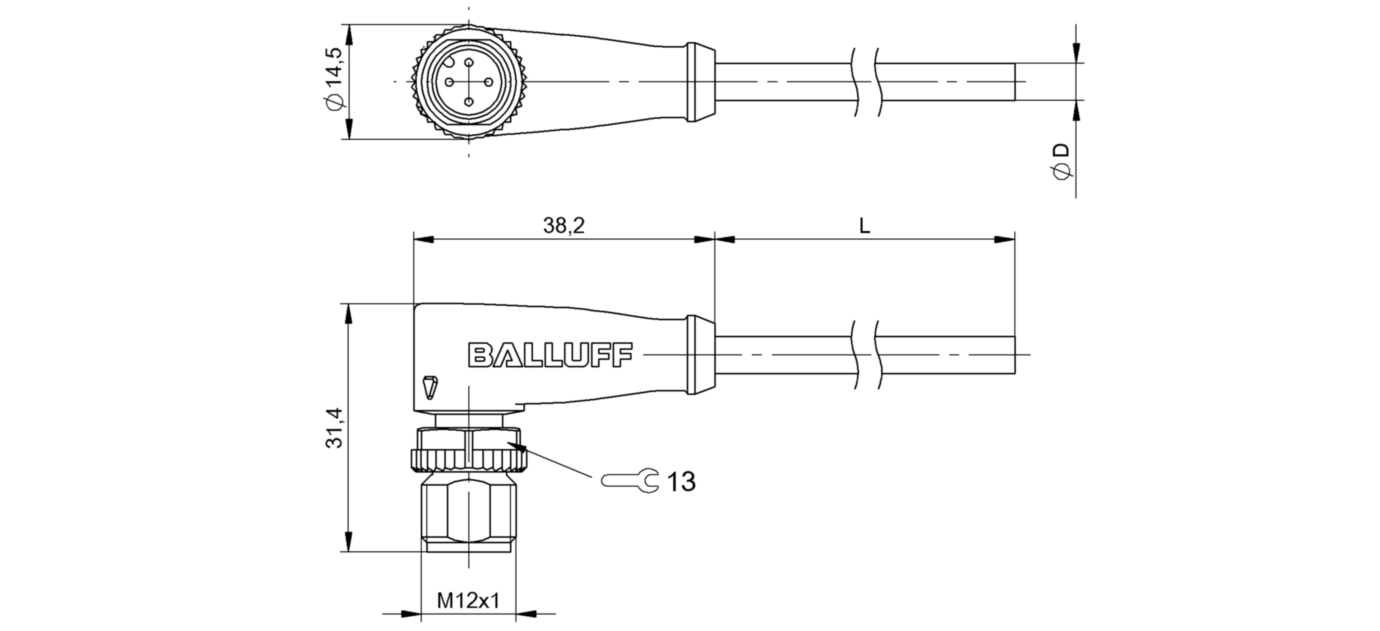 Разъем с кабелем Balluff BCC M424-0000-2A-008-VX8434-050