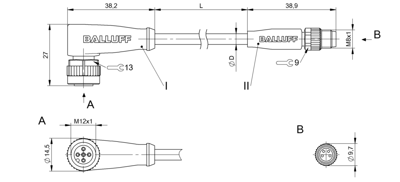 Соединительный кабель Balluff BCC M425-M314-3F-304-EX44T2-003