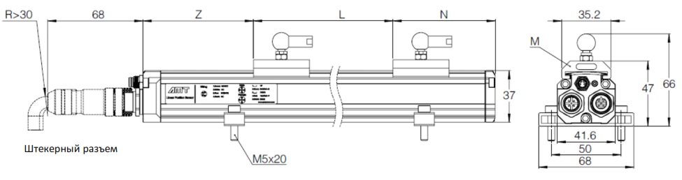 Датчик линейных перемещений AMT Linear Position Sensor LPS1-KS50VSH2250MHB53B1P103