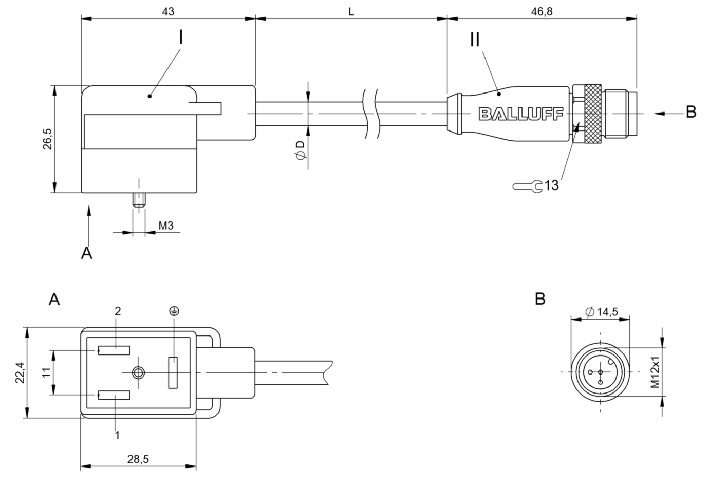 Соединительный кабель Balluff BCC VB43-M413-3E-666-VX8350-003