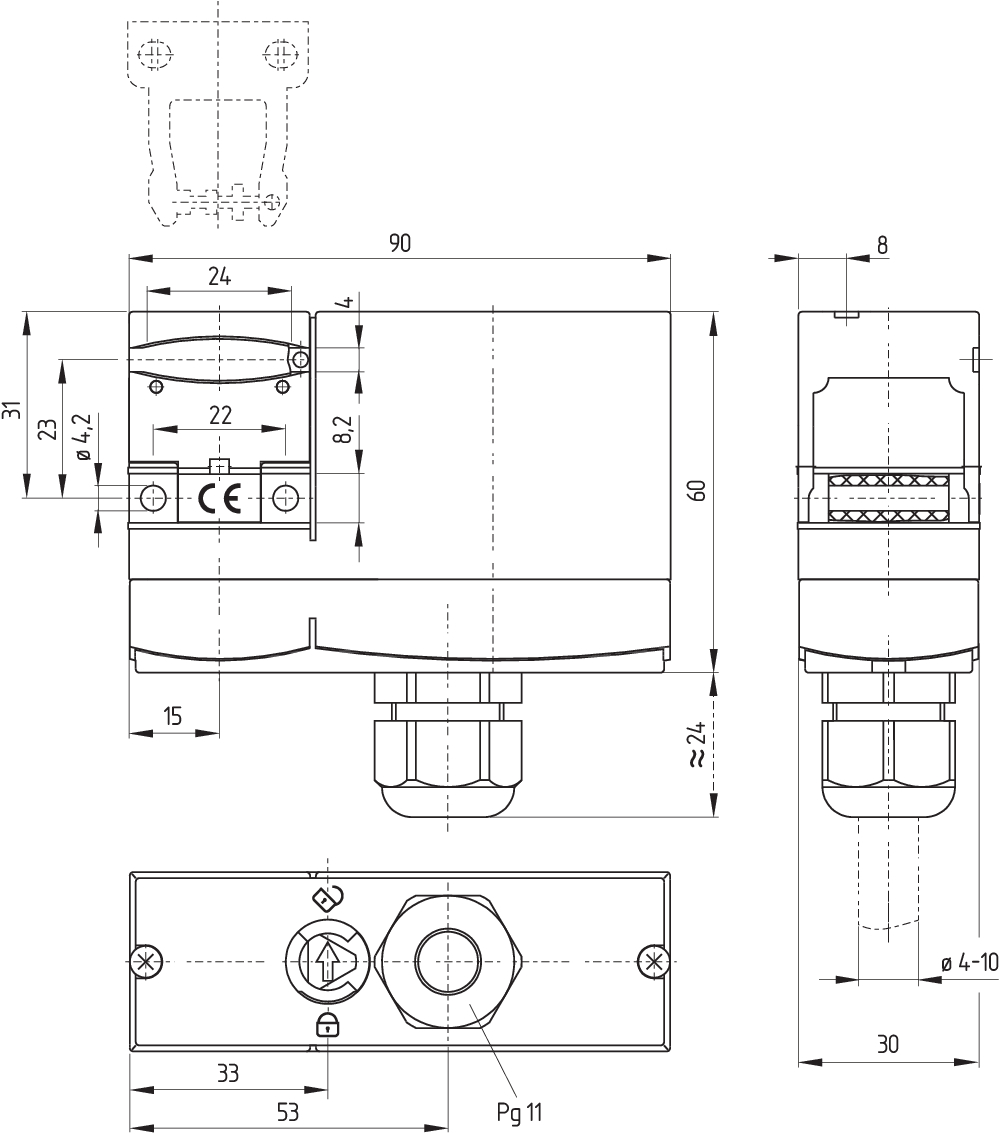 Дверной выключатель безопасности Schmersal AZM170-02ZRI-B5-24VAC/DC