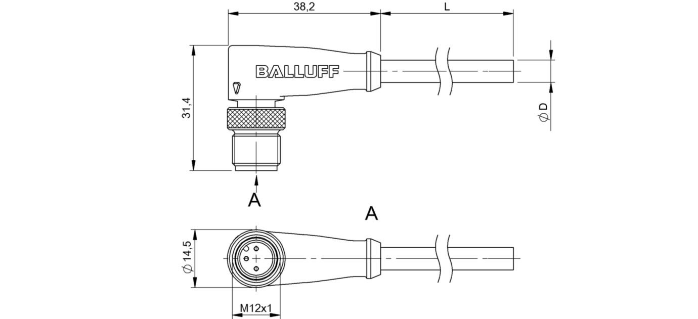 Разъем с кабелем Balluff BCC M423-0000-2A-037-VS8334-050