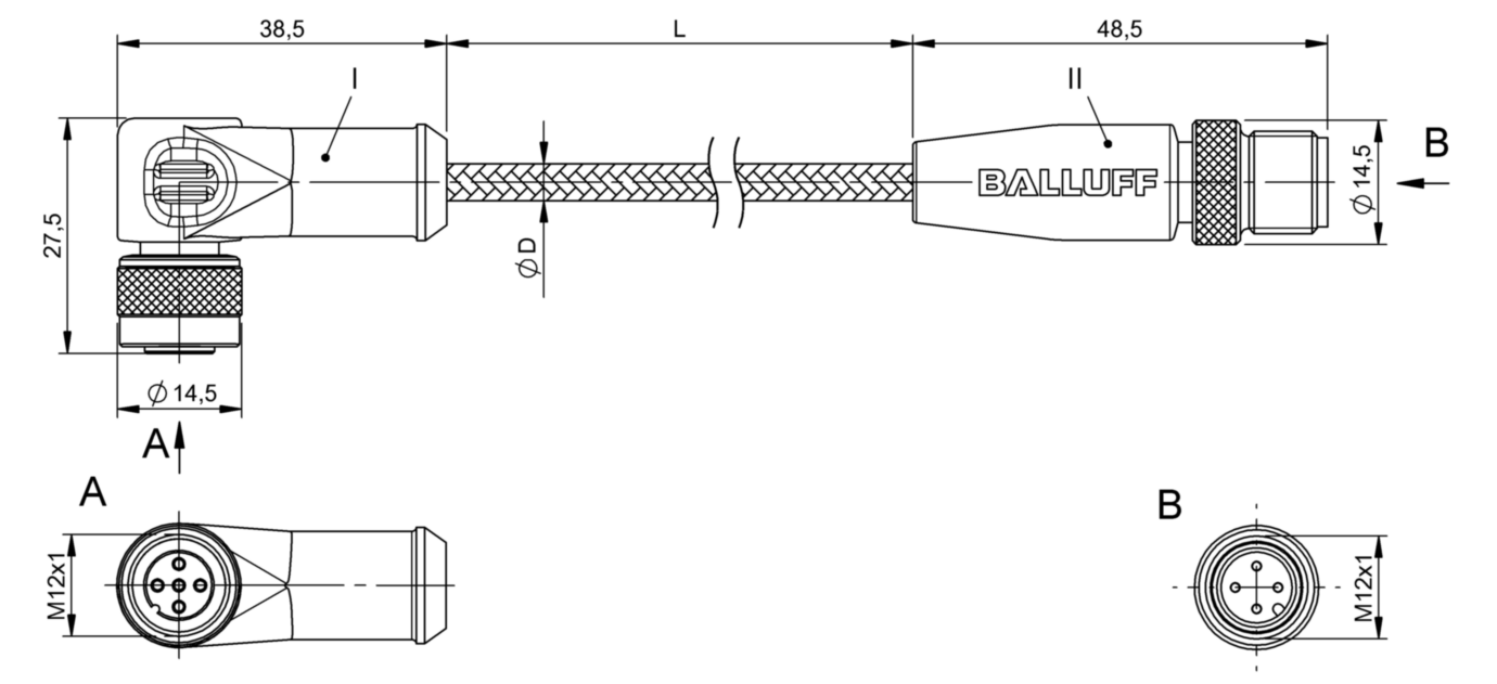 Соединительный кабель Balluff BCC W425-W414-3A-304-MW8434-038