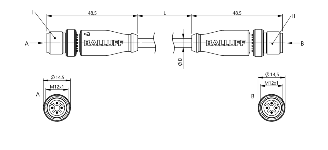Соединительный кабель Balluff BCC M414-M414-6D-366-EX64N9-060