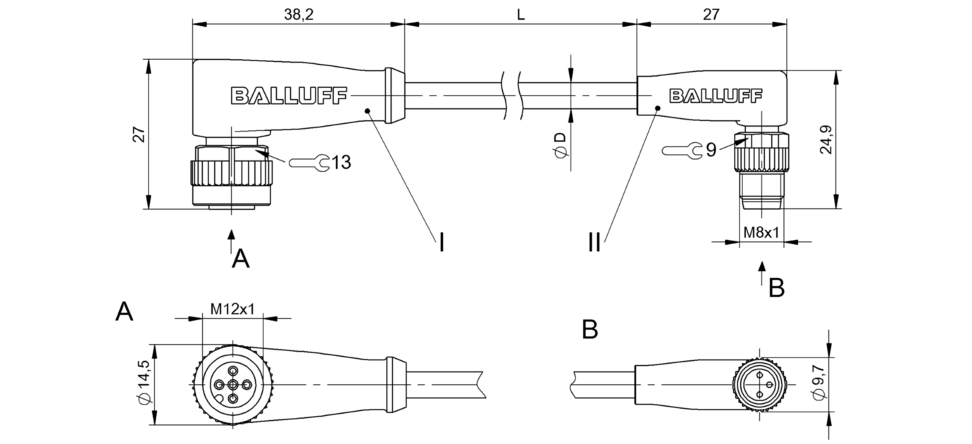 Соединительный кабель Balluff BCC M425-M323-3F-603-EX43T2-010