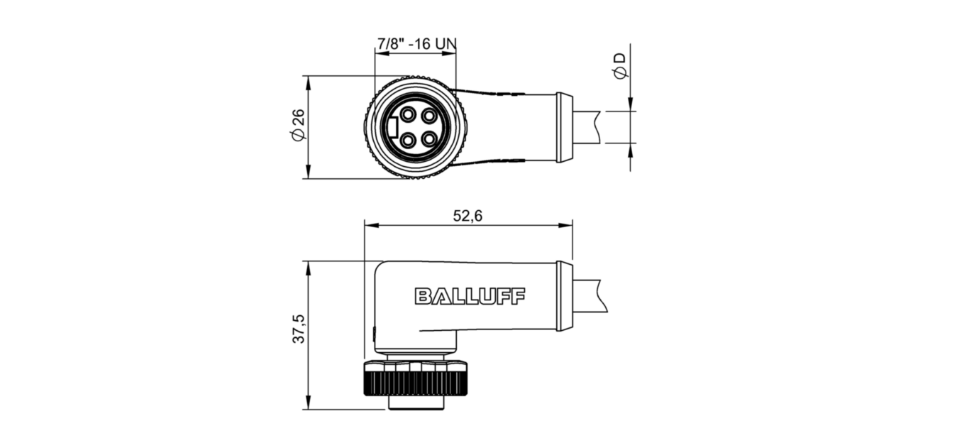 Разъем с кабелем Balluff BCC A324-0000-10-003-PX04A5-020