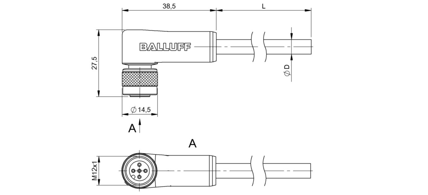 Разъем с кабелем Balluff BCC W425-0000-1A-010-TW0434-020