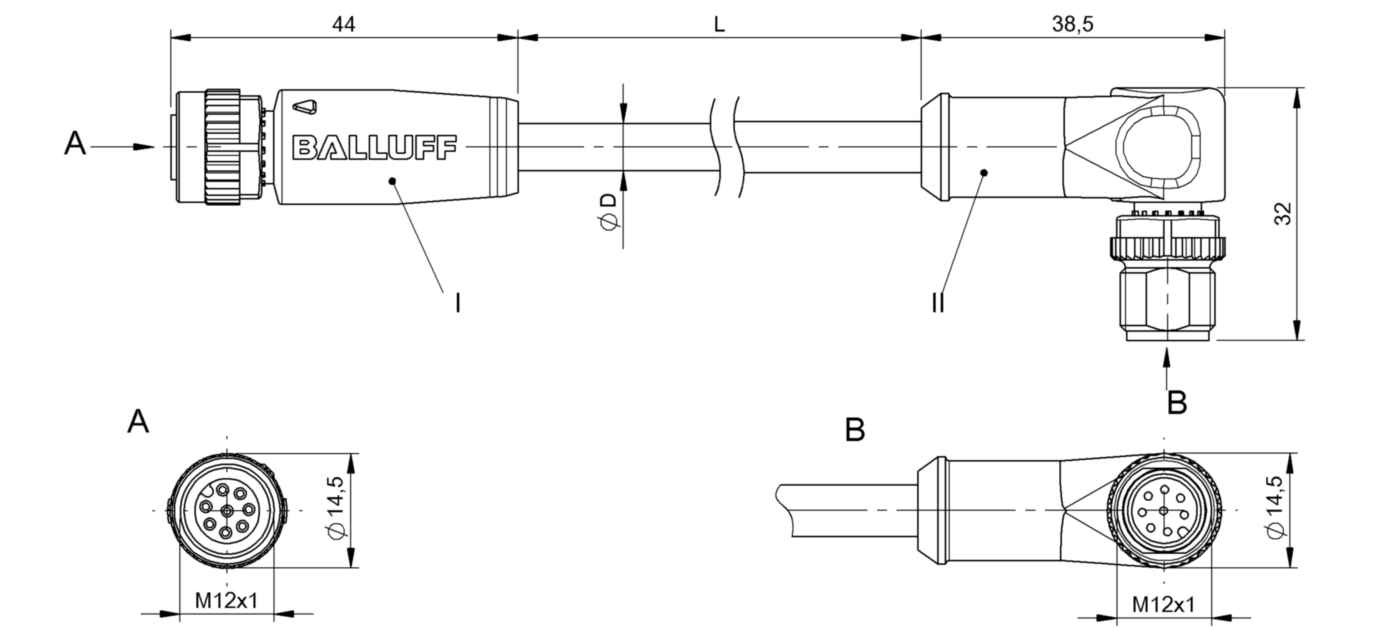 Соединительный кабель Balluff BCC M418-M428-3A-320-PX4825-100-C033