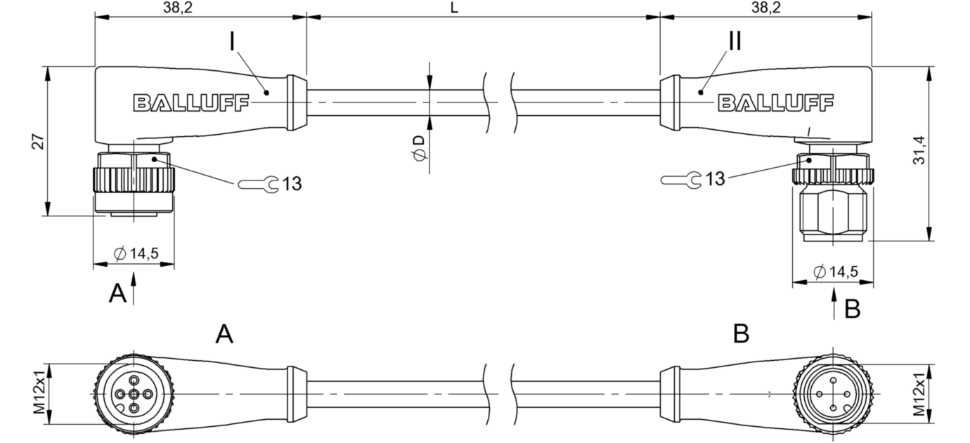 Соединительный кабель Balluff BCC M425-M424-3A-304-EX44T2-050