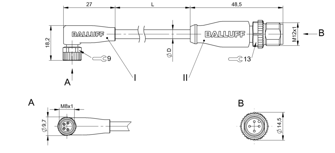Соединительный кабель Balluff BCC M324-M414-3E-304-EX44T2-030