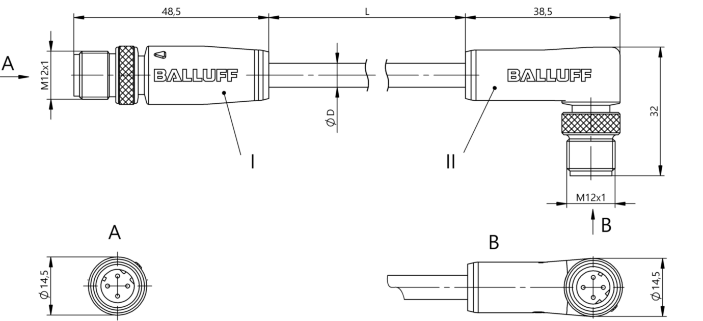 Соединительный кабель Balluff BCC M414-M424-6D-338-ES64N9-020