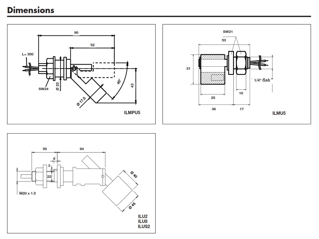 Поплавковый датчик уровня Carlo Gavazzi ILU8