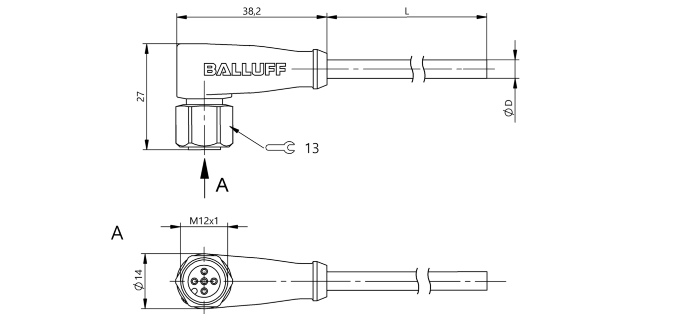 Разъем с кабелем Balluff BCC S425-0000-1A-004-VX8334-200
