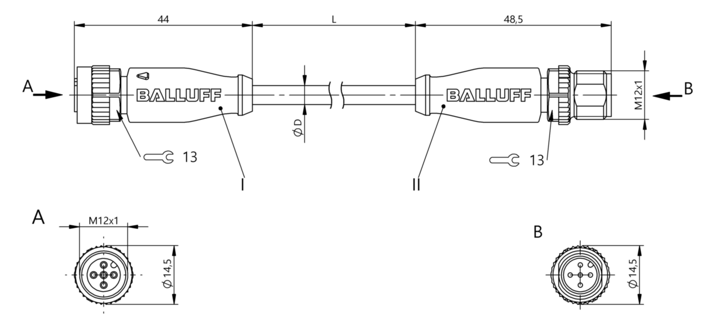Соединительный кабель Balluff BCC M415-M415-3A-313-PW0534-006