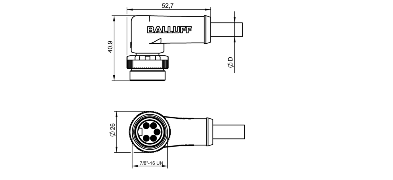 Разъем с кабелем Balluff BCC A325-0000-20-063-VX45W6-020