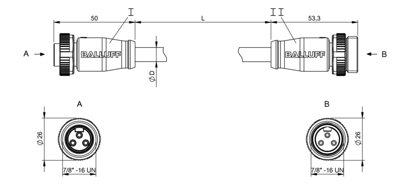 Соединительный кабель Balluff BCC A313-A313-30-365-PX03A5-030