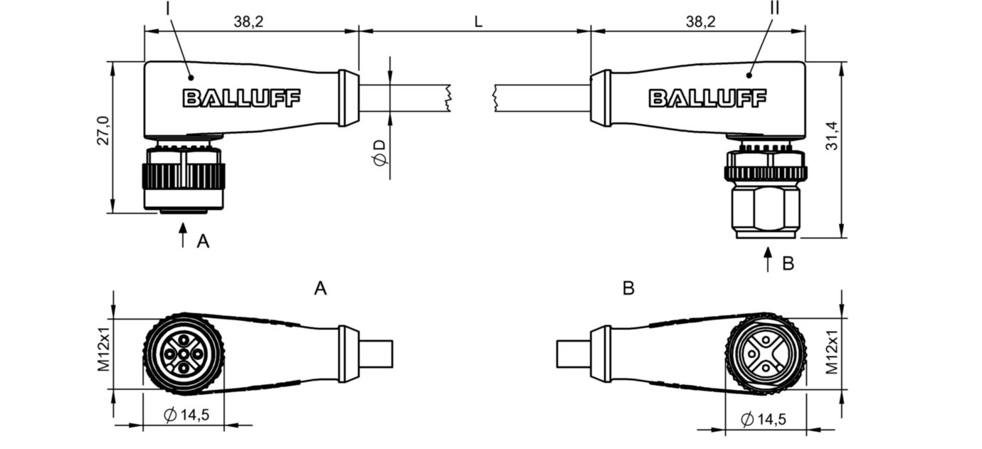 Соединительный кабель Balluff BCC M425-M423-3A-302-PX43T2-010