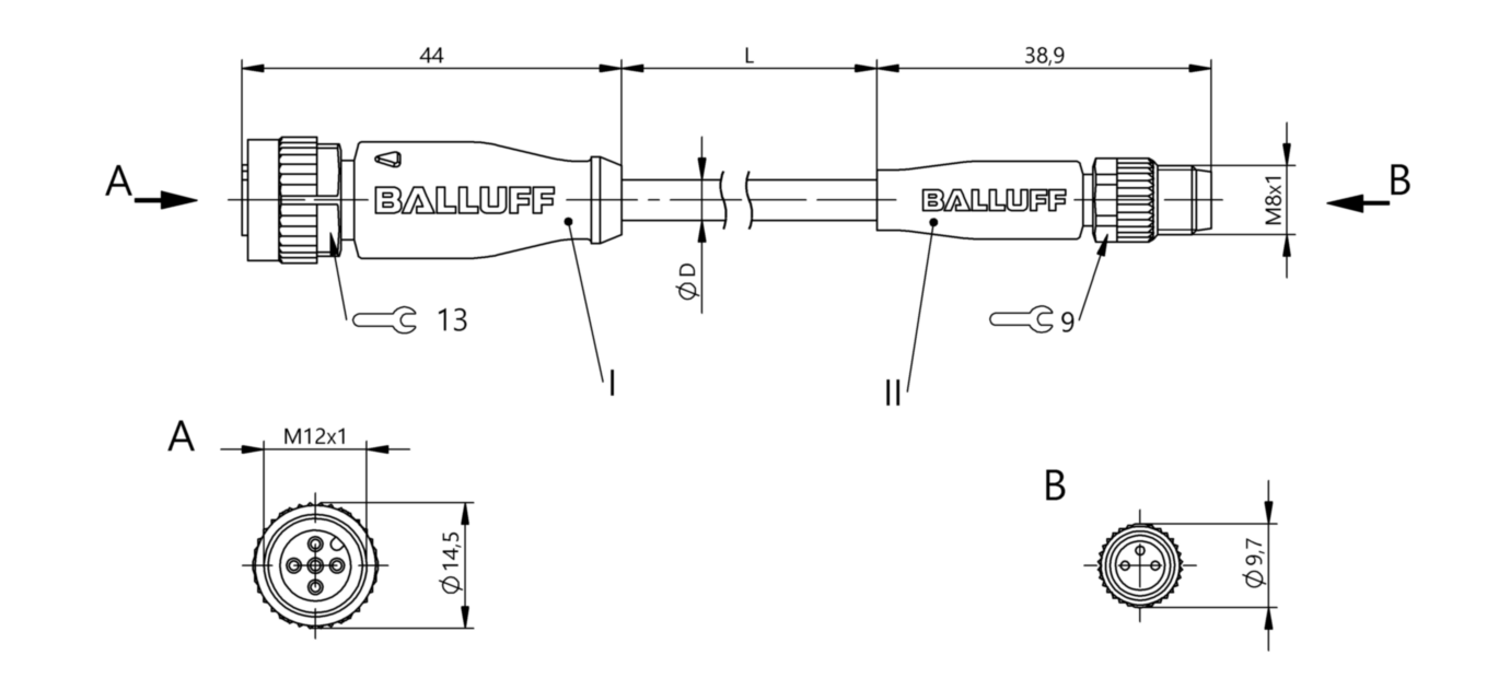 Соединительный кабель Balluff BCC M415-M313-3F-602-PX43T2-010