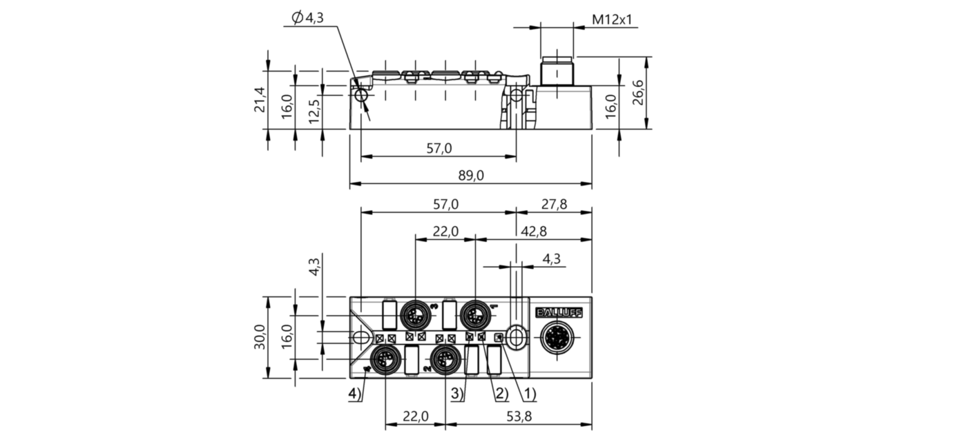 Распределительная коробка Balluff BPI 4M304N-5K-B0-SM4CT