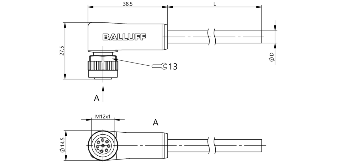Разъем с кабелем Balluff BCC M428-0000-1A-046-PS0825-050