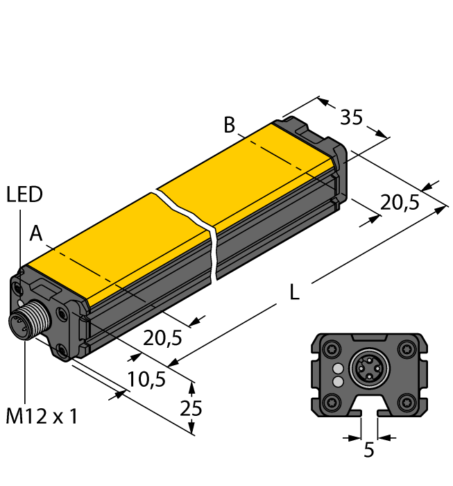 Датчик линейных перемещений TURCK WIM100-Q25L-LIU5X2-H1141