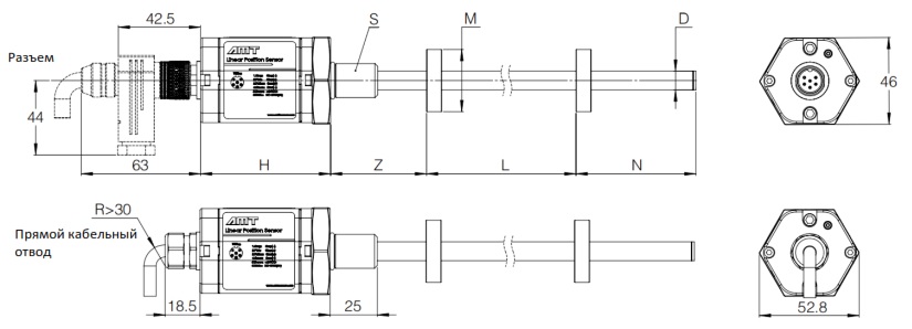 Датчик линейных перемещений AMT Linear Position Sensor LPS2-KH10MBN0150MSU10N1R100