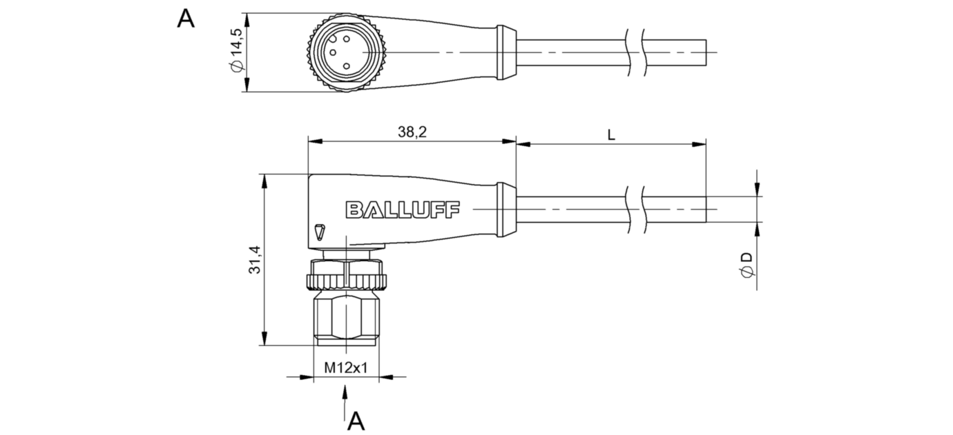 Разъем с кабелем Balluff BCC M423-0000-2A-002-PX43T2-050
