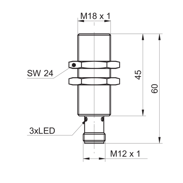 Индуктивный датчик расстояния Baumer IR18.D03K-F60.IA1E.7FO/B015