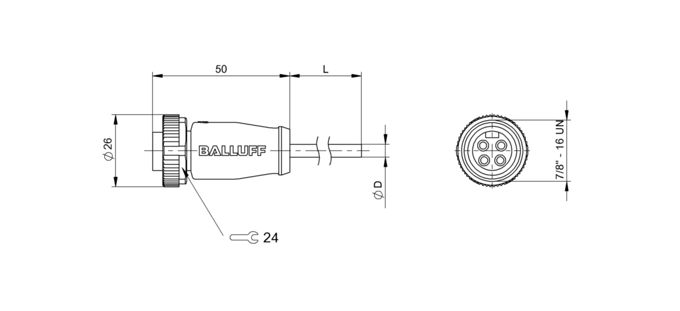 Разъем с кабелем Balluff BCC A314-0000-10-003-VX44W6-100