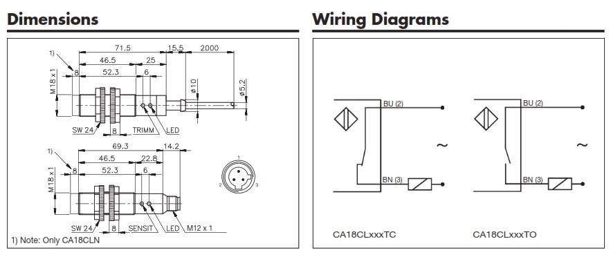 Емкостный датчик Carlo Gavazzi CA18CLN12TC