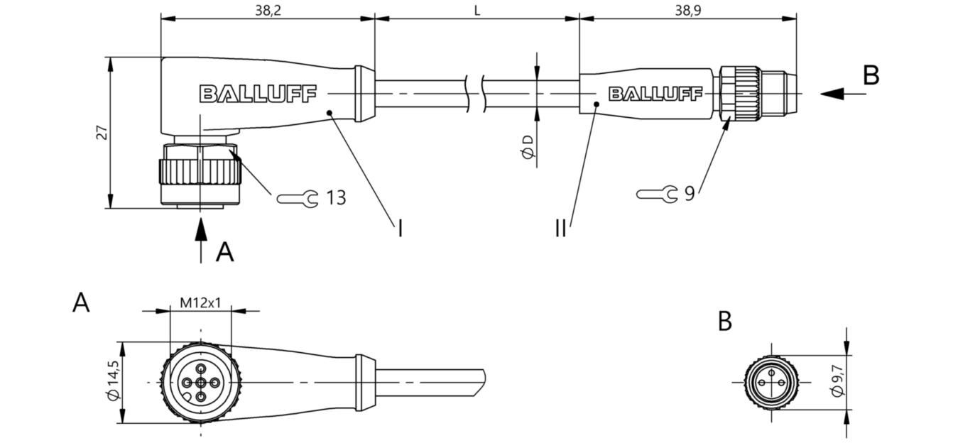 Соединительный кабель Balluff BCC M425-M313-3F-602-VX8334-015