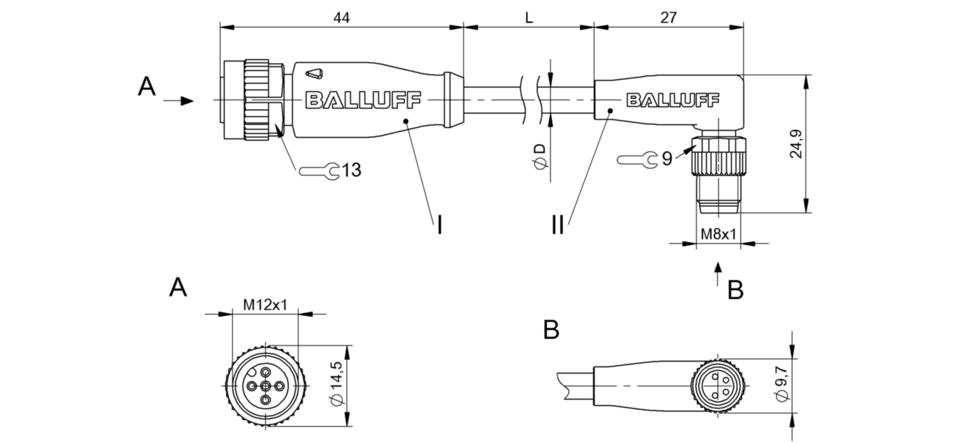 Соединительный кабель Balluff BCC M415-M324-3F-607-PX44T2-010
