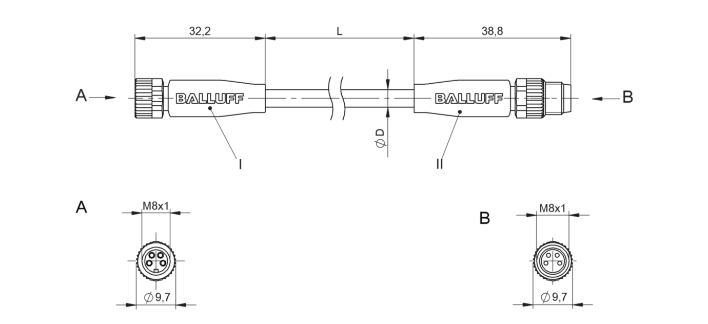 Соединительный кабель Balluff BCC M314-M314-30-304-PX0434-015