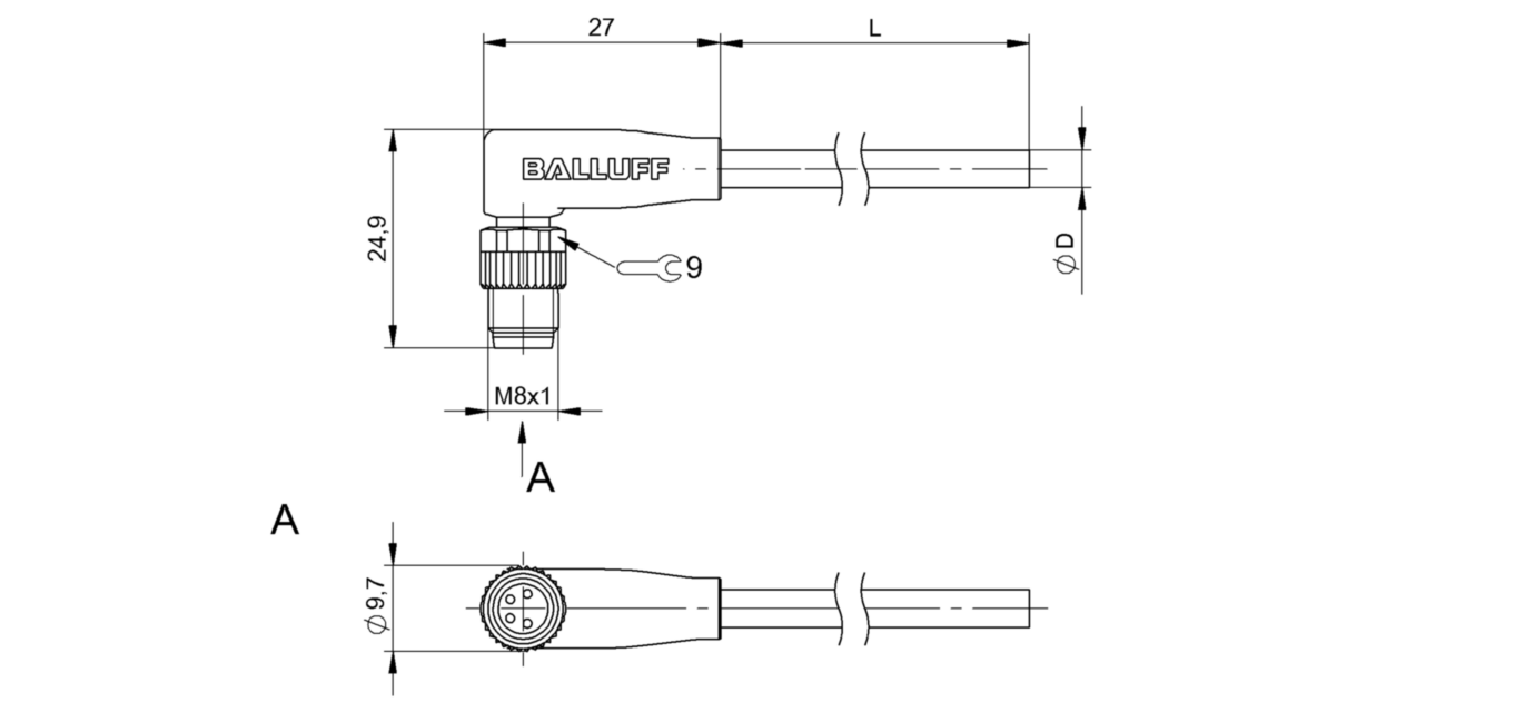 Разъем с кабелем Balluff BCC M324-0000-20-003-PX0434-050