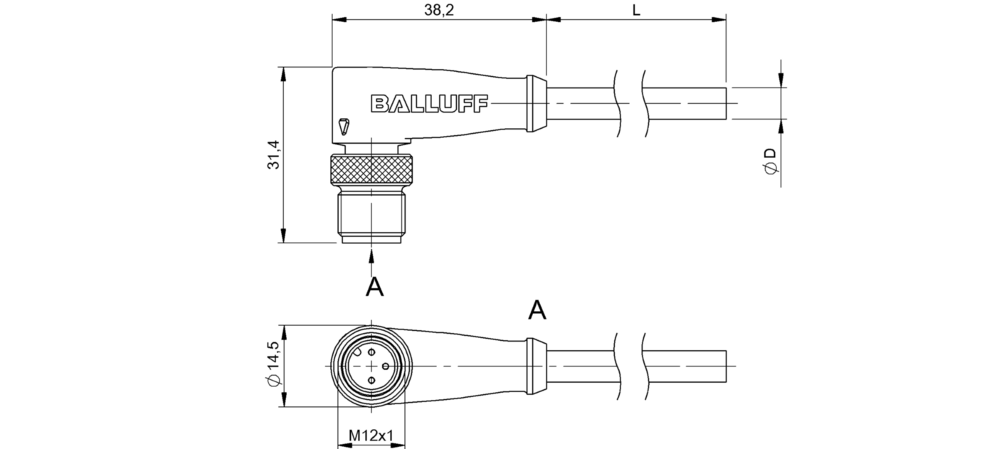 Разъем с кабелем Balluff BCC M423-0000-2A-036-VS8334-100