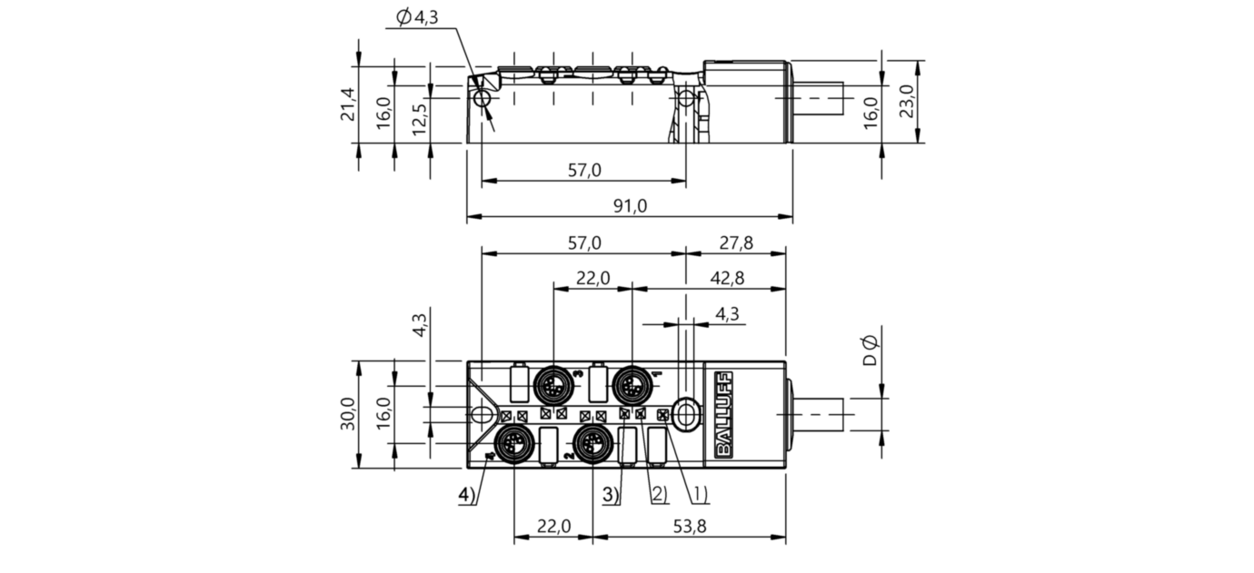 Распределительная коробка Balluff BPI 4M304N-5K-B0-KPXA0-030