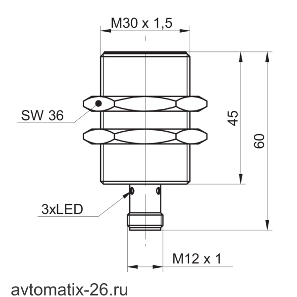 Индуктивный датчик расстояния Baumer IR30.D18S-F60.IA1Z.7BO