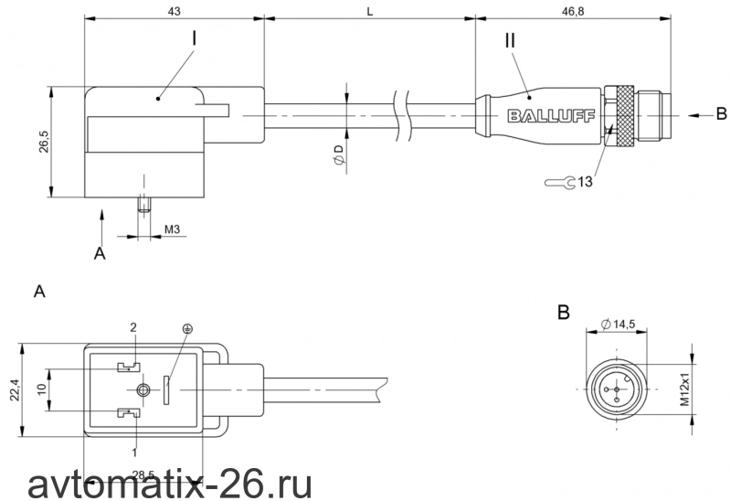 Соединительный кабель Balluff BCC VB03-M413-3E-666-PX0350-020