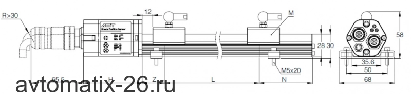Датчик линейных перемещений AMT Linear Position Sensor LPS1-KP50SSB3500MHN53N1E103