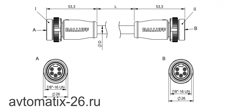 Соединительный кабель Balluff BCC A315-A315-60-330-VS85N6-005