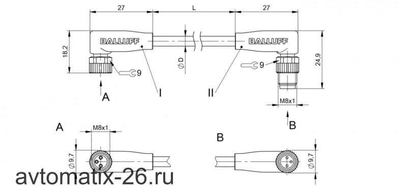 Соединительный кабель Balluff BCC M323-M323-30-300-PX43T2-020