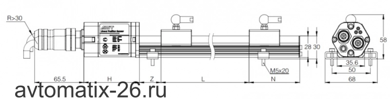 Датчик линейных перемещений AMT Linear Position Sensor LPS1-KP50SSB0500MHN53N1UB03