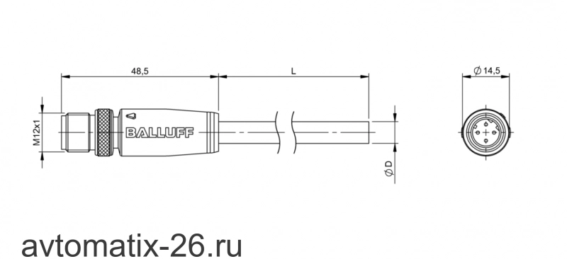 Разъем с кабелем Balluff BCC M414-0000-2D-168-ES64N9-400