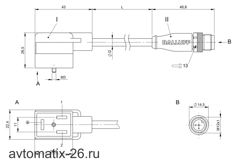 Соединительный кабель Balluff BCC VB63-M413-3E-666-PX0350-050