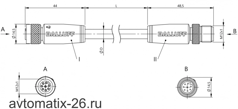 Соединительный кабель Balluff BCC M418-M418-3A-735-PS0825-020