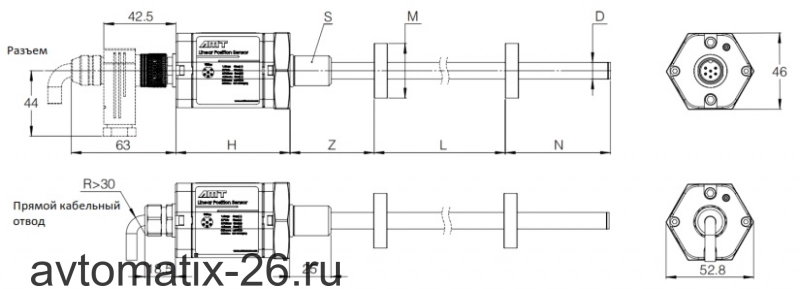 Датчик линейных перемещений AMT Linear Position Sensor LPS2-KH10MBN0150MSU10N1R100