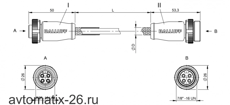 Соединительный кабель Balluff BCC B314-B314-30-304-MW8434-010